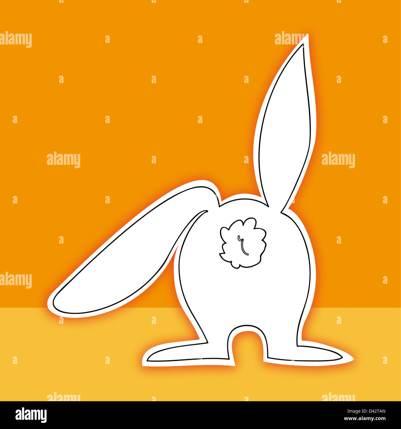 Easter bunny back view isolated. EPS10 file version. This illustration contains transparencies and is layered for easy manipulation and custom coloring Stock Photo