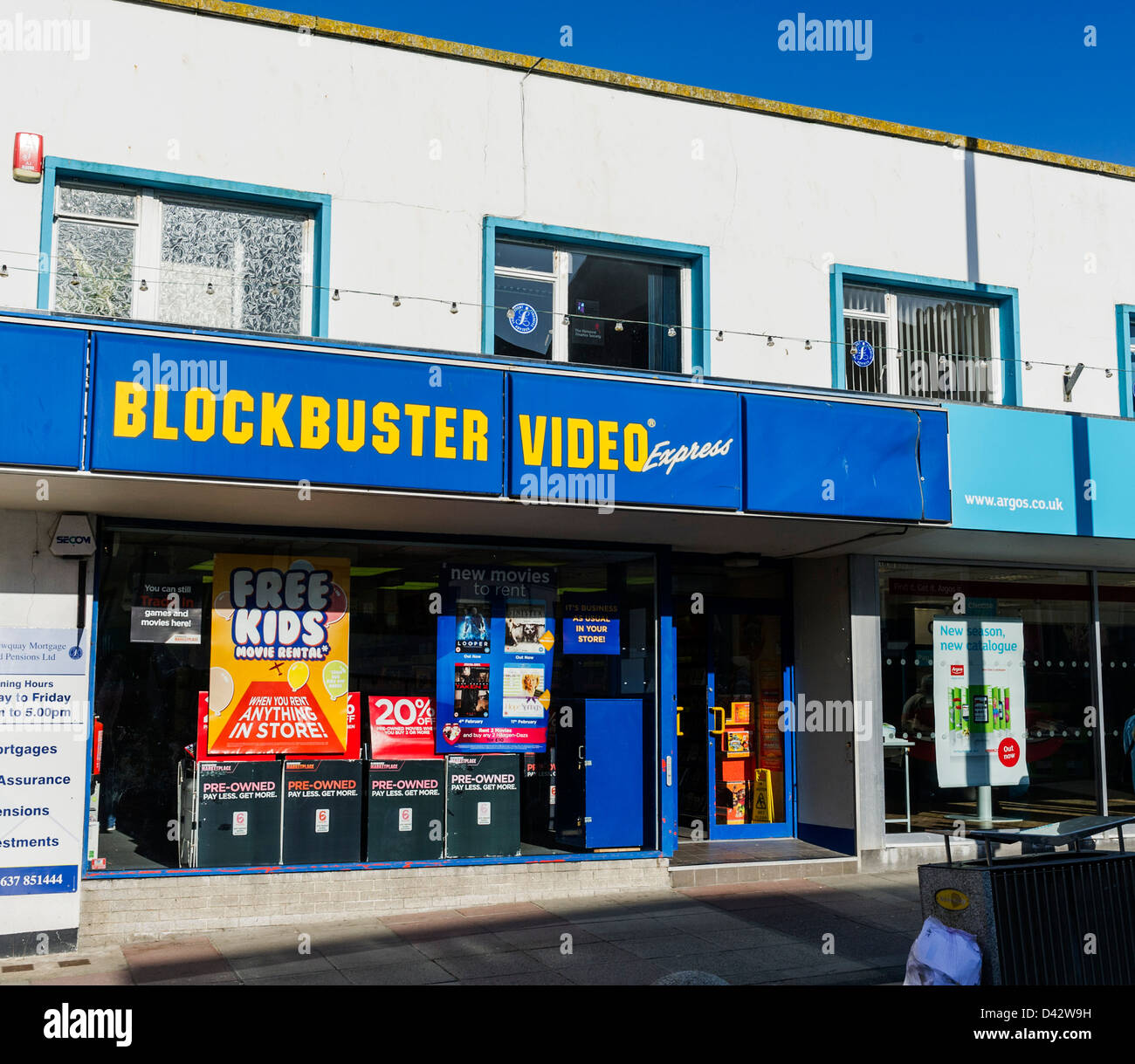 A Blockbuster Video shop in Newquay in Cornwall. Stock Photo