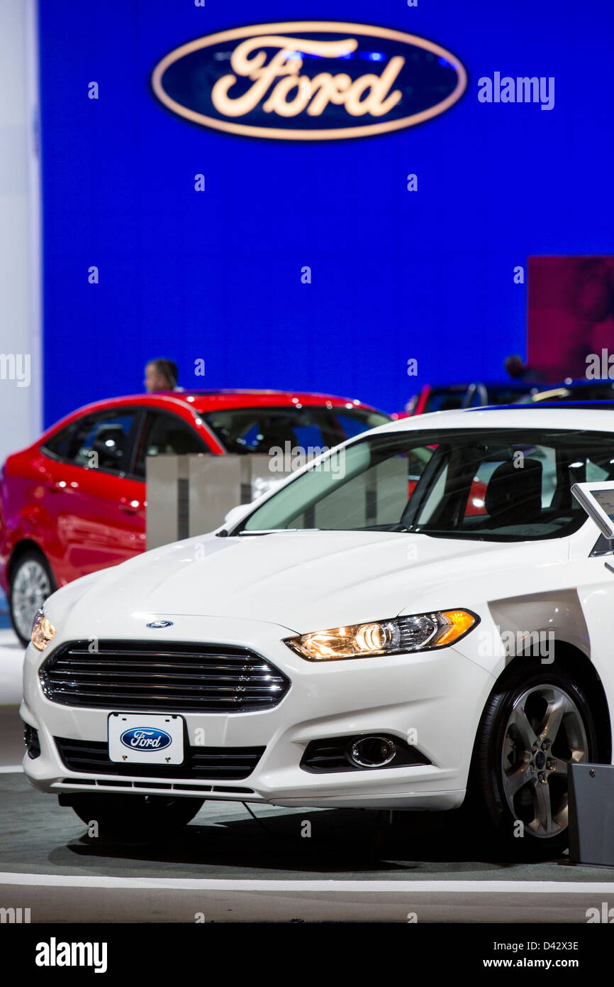 A 2013 Ford Fusion on display at the 2013 Washington, DC Auto Show. Stock Photo