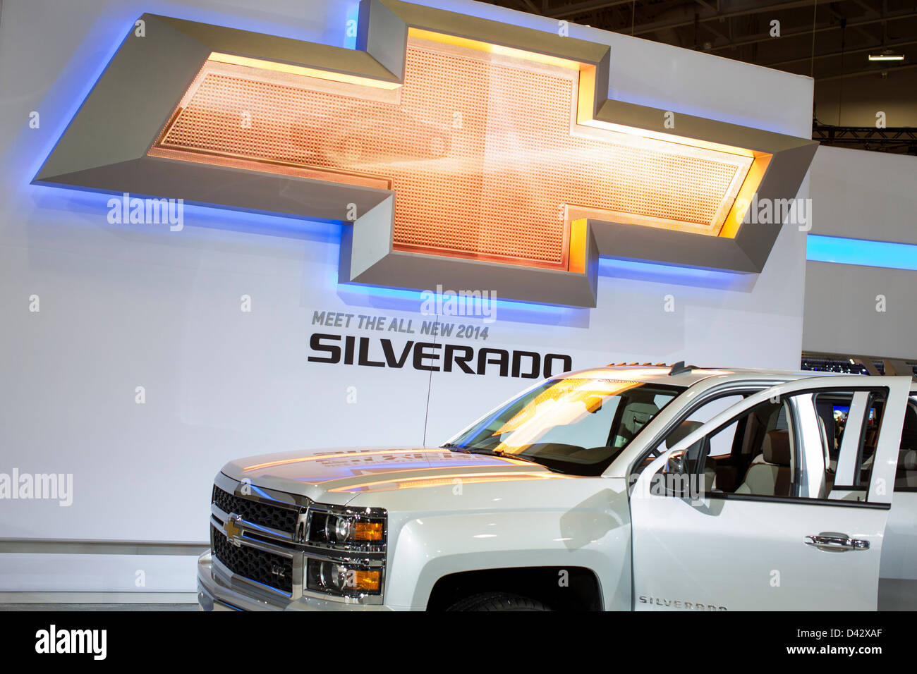 A 2013 Chevy Silverado on display at the 2013 Washington, DC Auto Show. Stock Photo