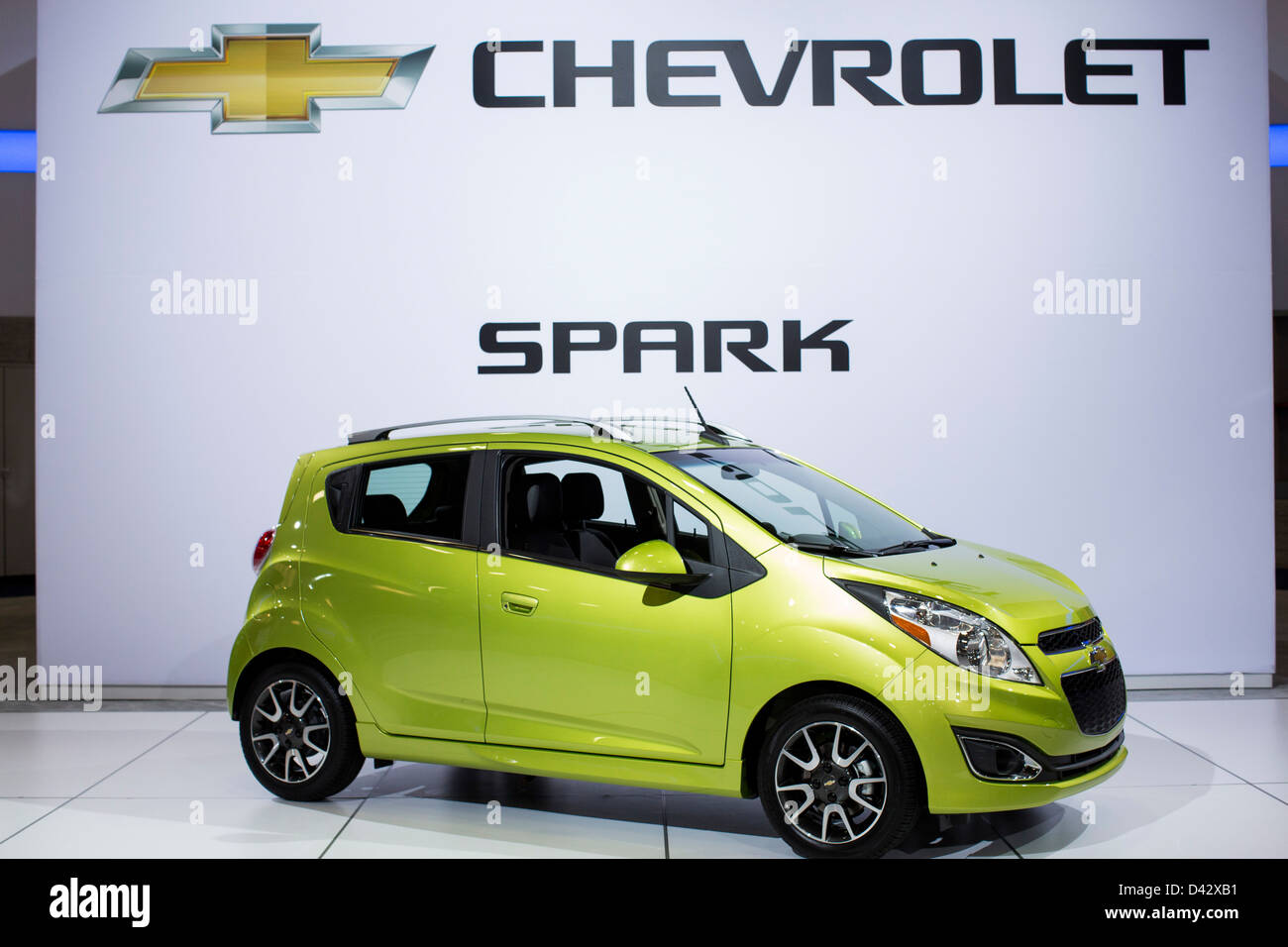 A 2013 Chevy Spark on display at the 2013 Washington, DC Auto Show.  Stock Photo