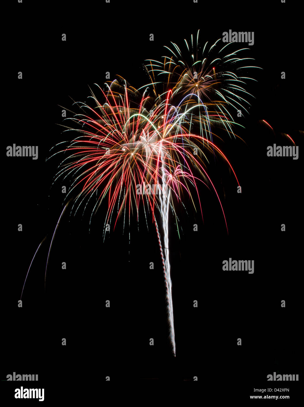 Fireworks over the Blue Hill Fair, Maine. Stock Photo
