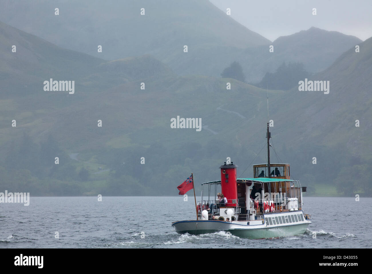 M.V. Raven, a steamship in the fleet of Ullswaters steamers on Ullswater in the lake district of Cumbria Stock Photo