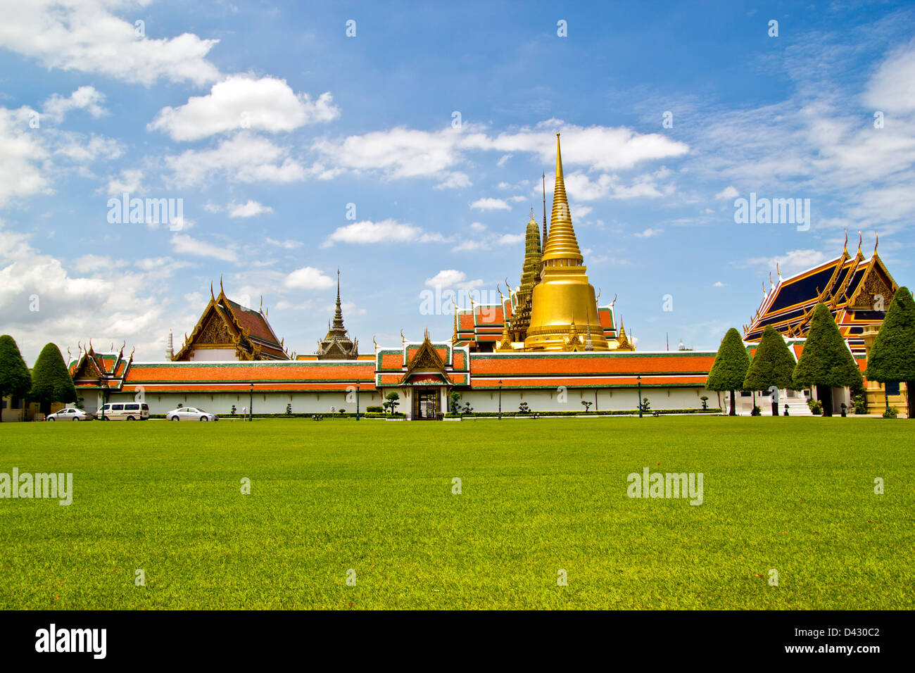 gold pagoda at Temple of the Emerald Thailand Buddha Stock Photo