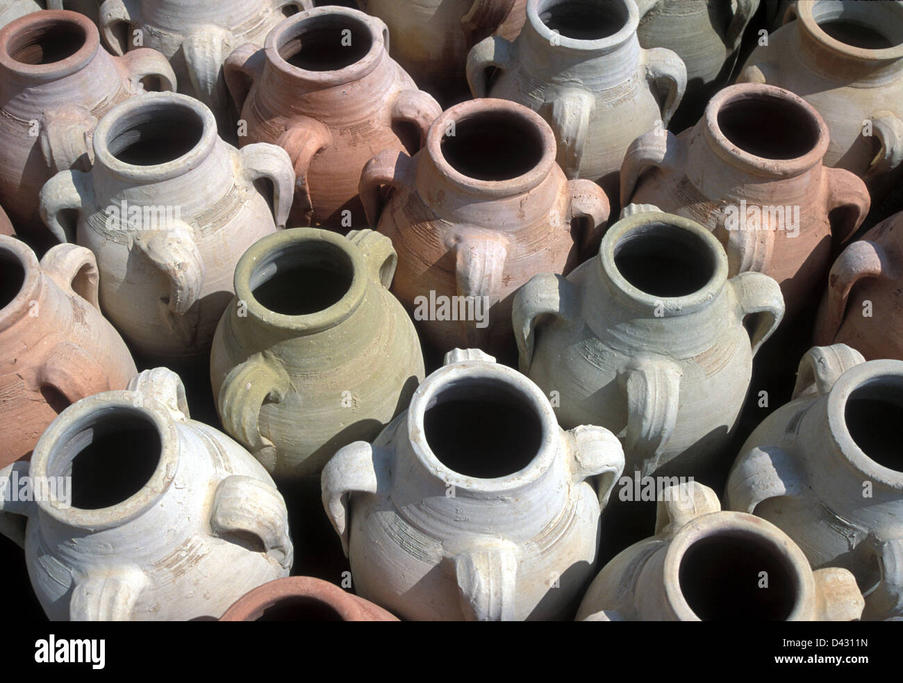 Hand turned pottery jars on Djerba Island, Tunisia Stock Photo
