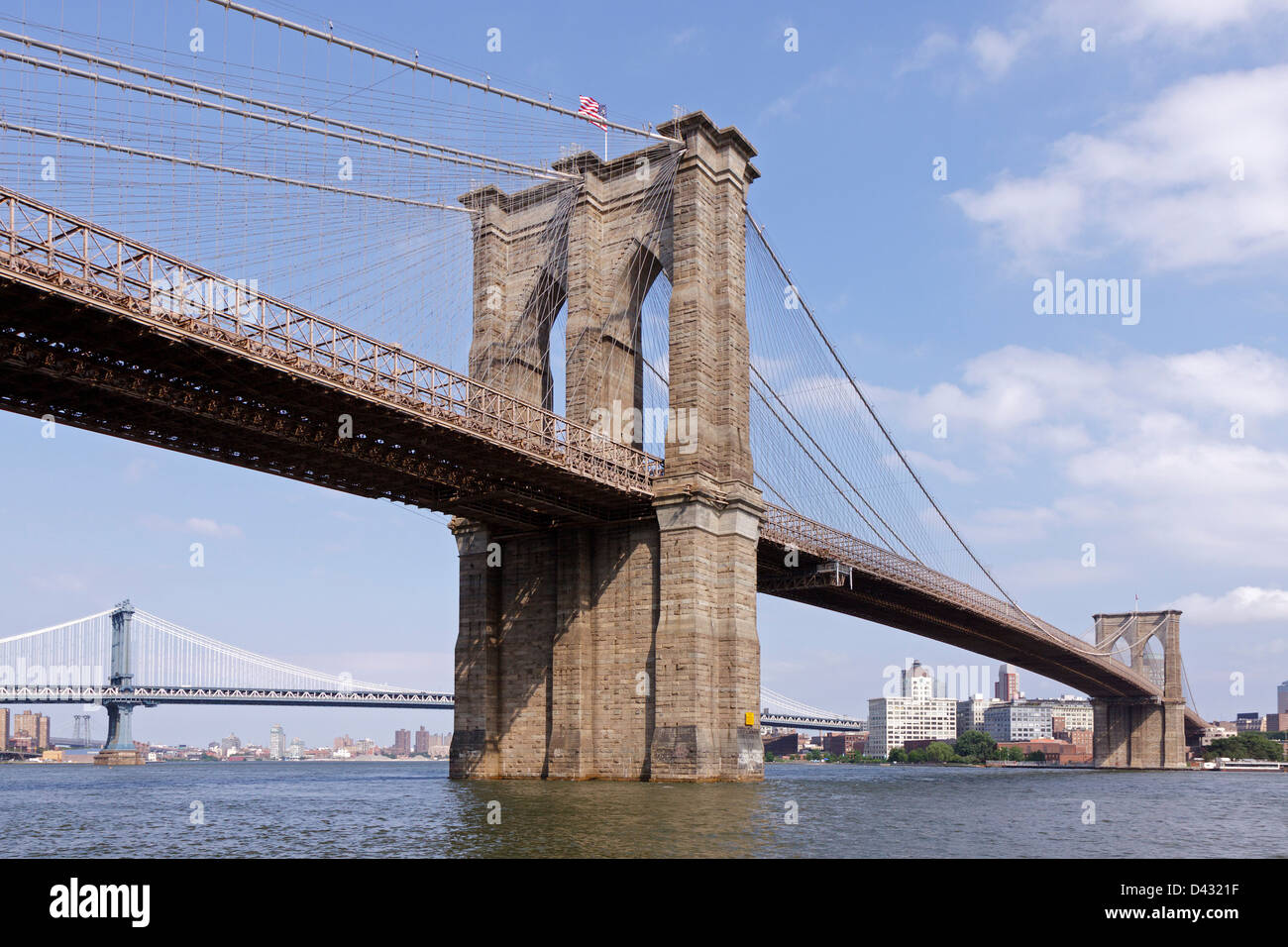 Brooklyn Bridge and Manhattan Bridge, Manhattan, New York City, USA Stock Photo