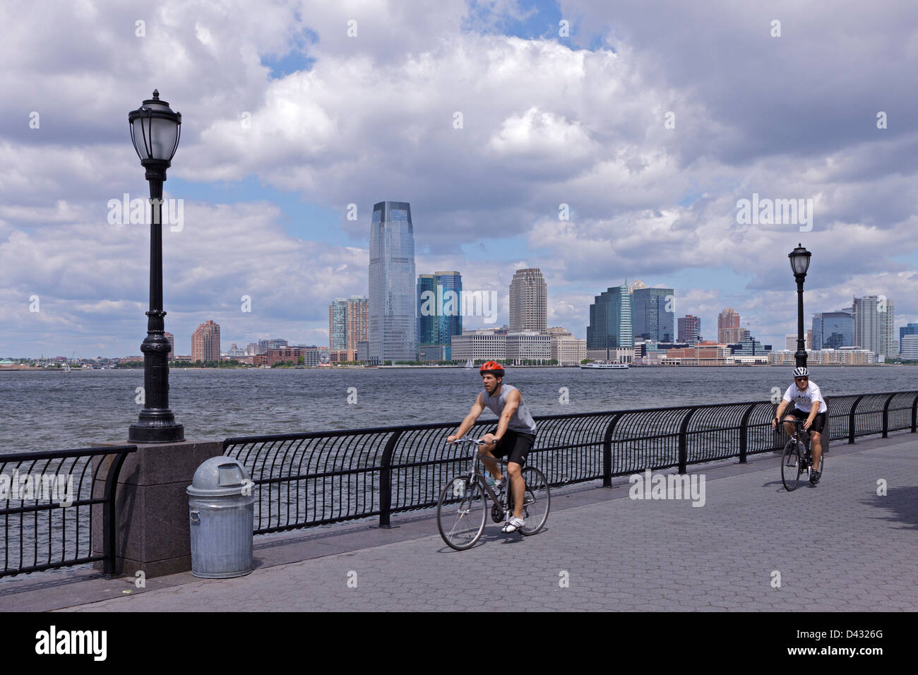 view of Jersey City from Hudson River Park, Manhattan, New York City, USA Stock Photo