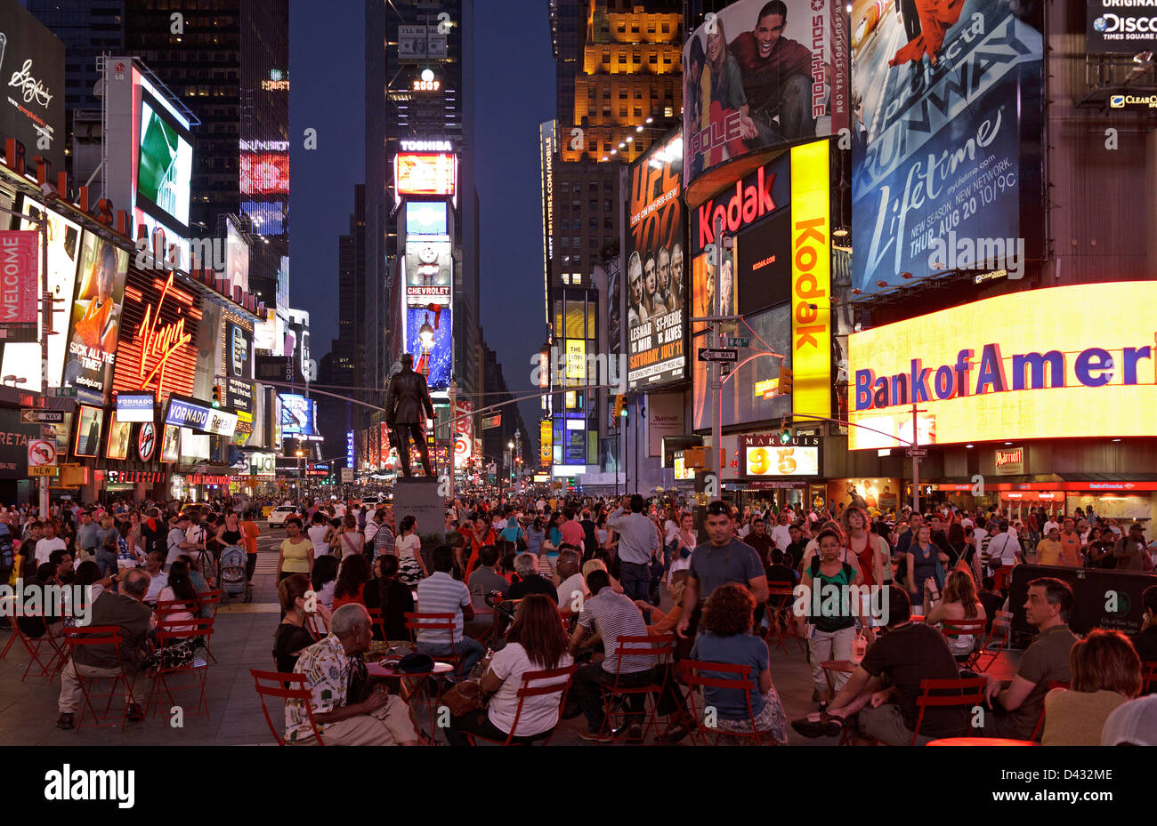 Times Square in the evening, Manhattan, New York Stock Photo