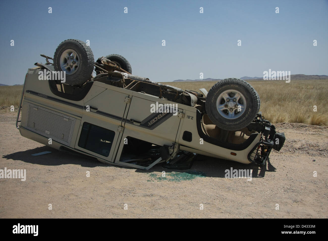 Crashed vehicle in Etosha National Park, Namibia Stock Photo