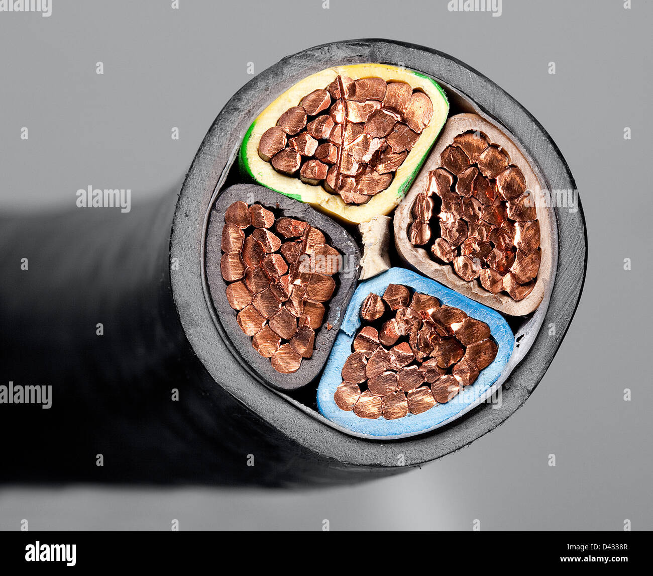 Berlin, Germany, cross section of a 4-wire cable Stock Photo