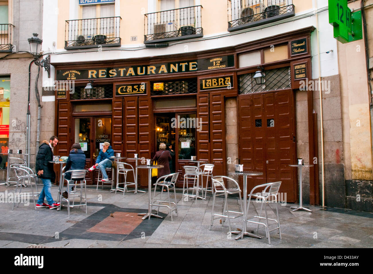 Facade of Casa Labra restaurant. Madrid, Spain. Stock Photo