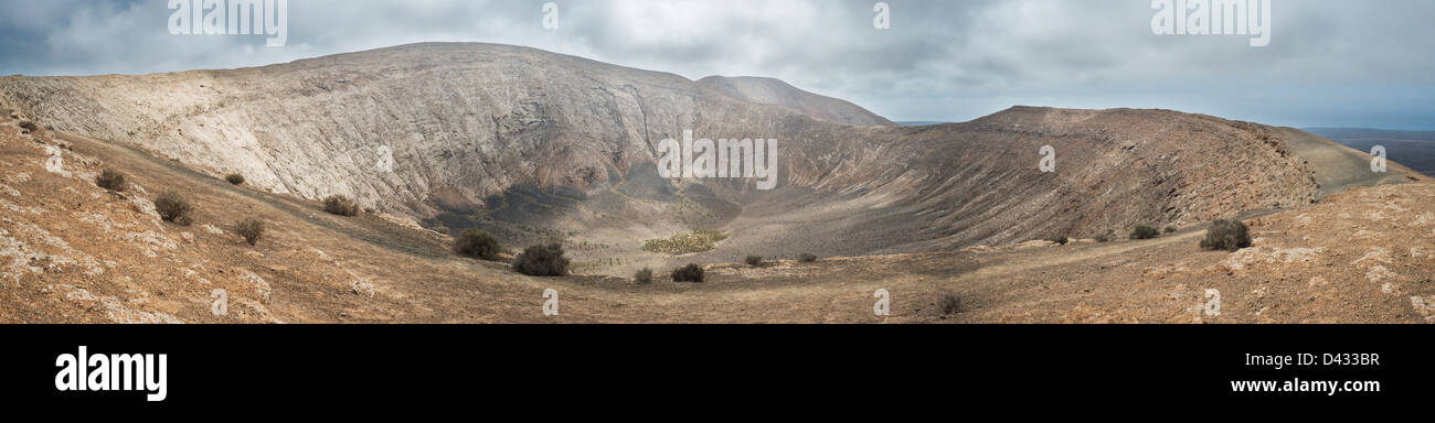 Panorama of Caldera Blanca, Lanzarote, Canary Islands, Spain Stock Photo