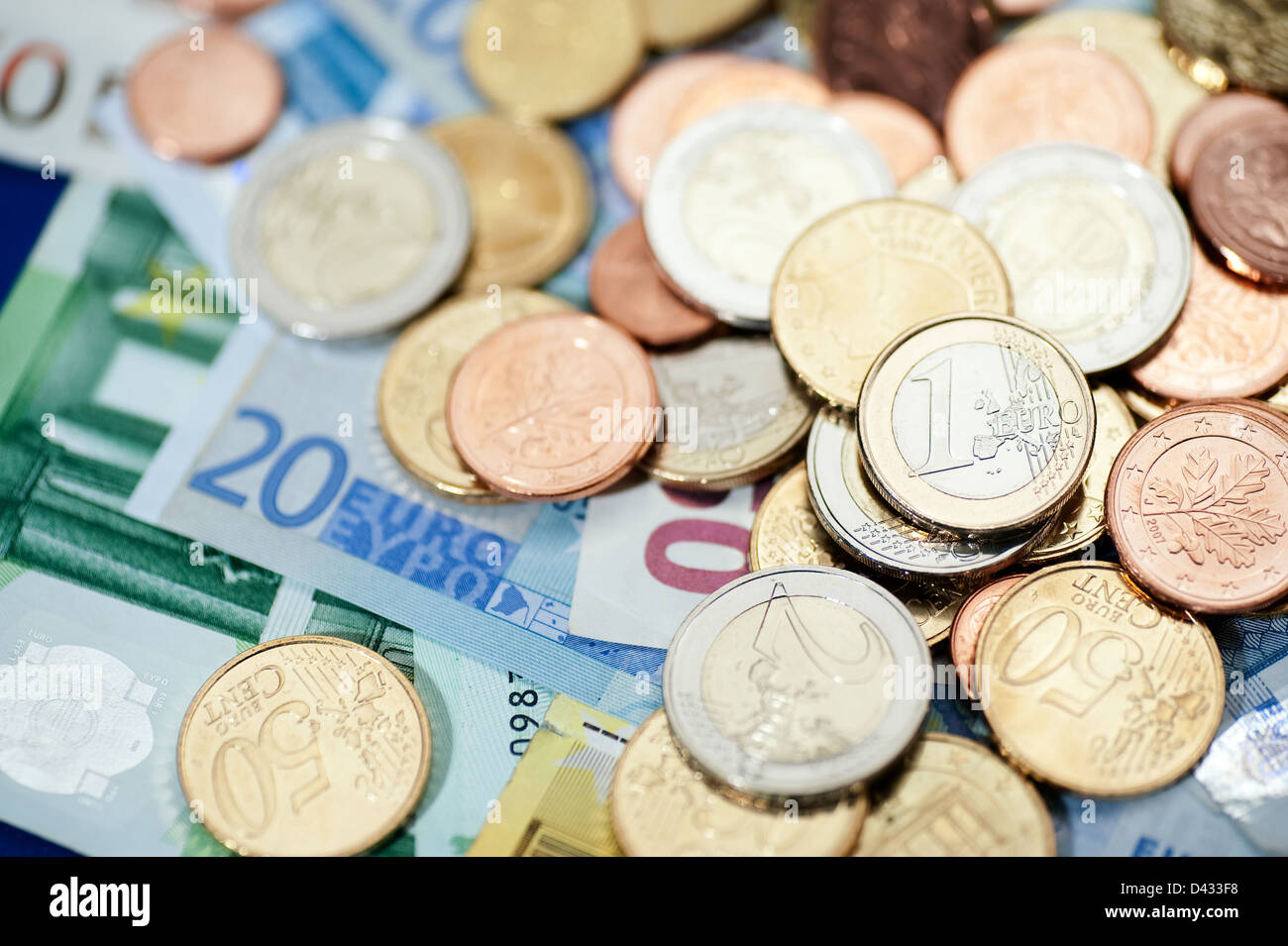 Hamburg, Germany, Euro notes and Euromuenzen Stock Photo