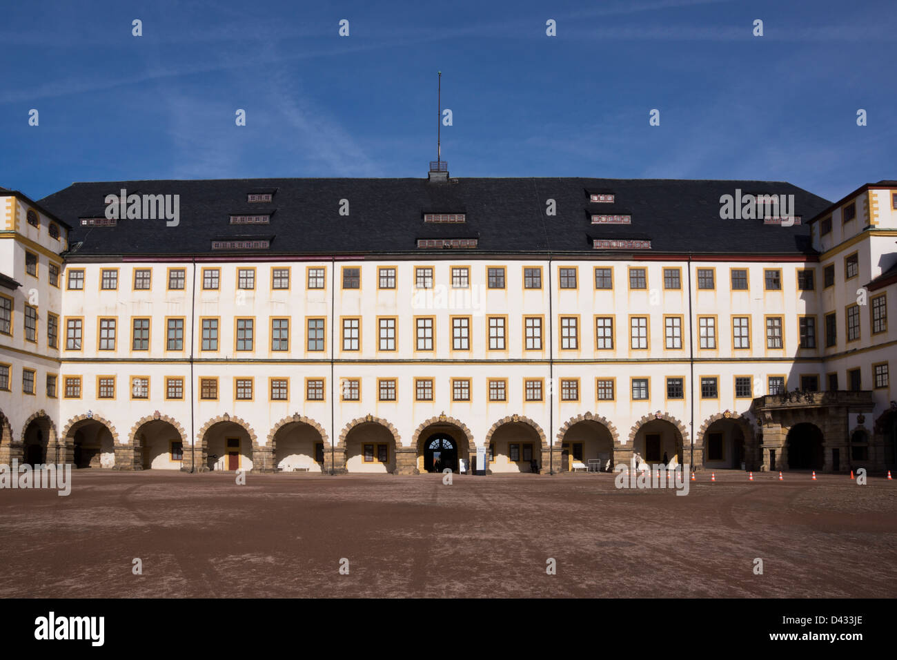 Courtyard Schloss Friedenstein castle, Gotha, Thuringia, Germany, Europe Stock Photo