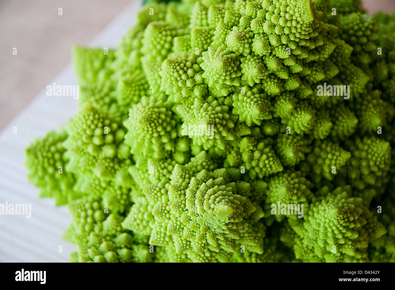 Romanesco broccoli. Close view. Stock Photo