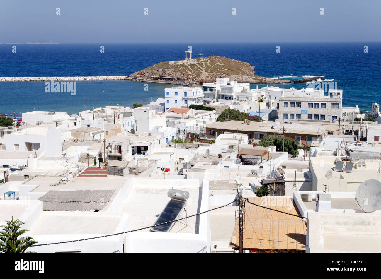 Naxos. Cyclades. Greece. Elevated view of the marble Gateway of the ...