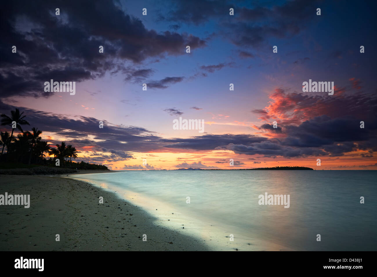 A Beautiful Sunset over the west coast of Fiji. Stock Photo