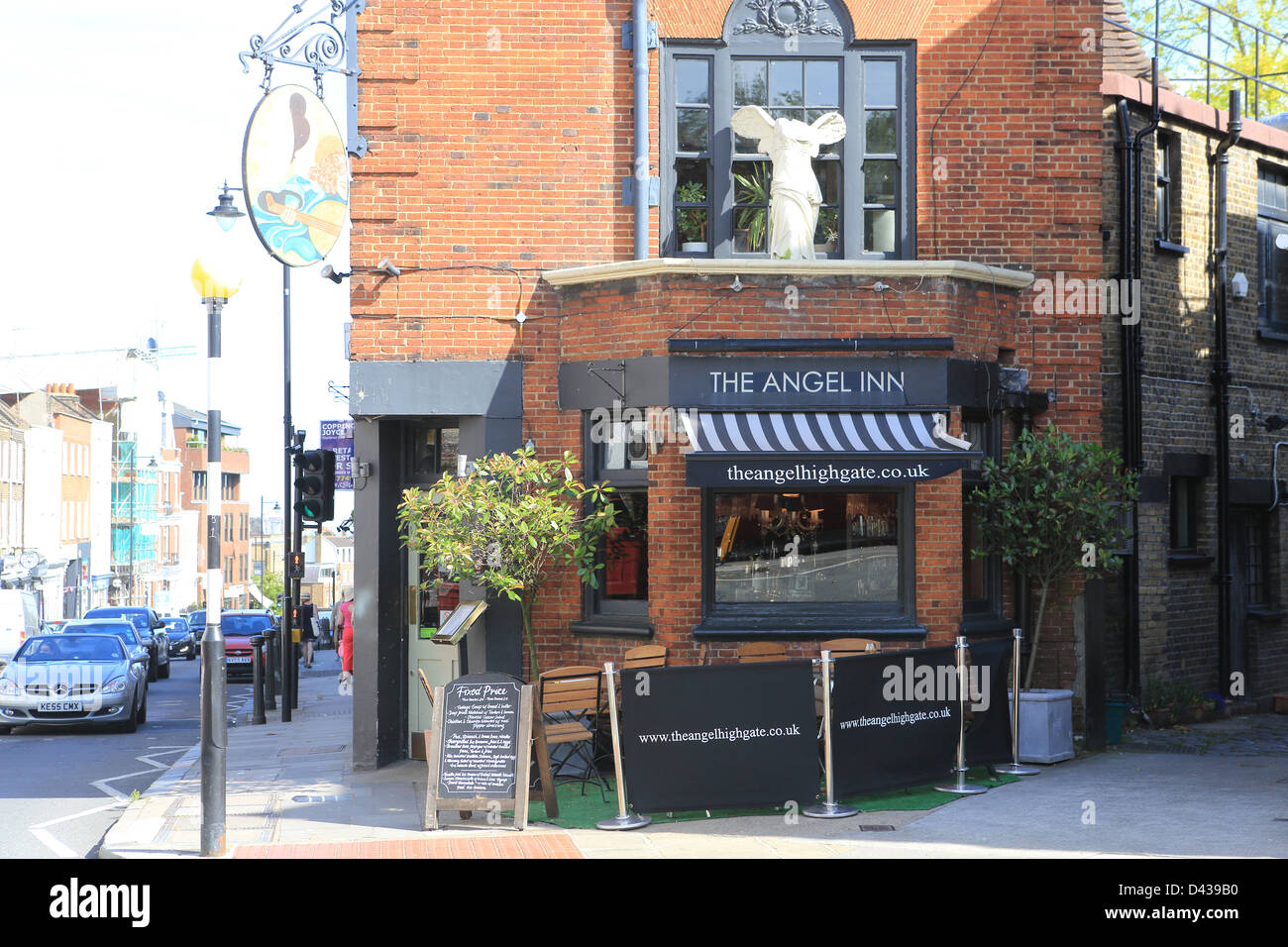 The Angel Inn, a pub in Highgate village in north London, in England