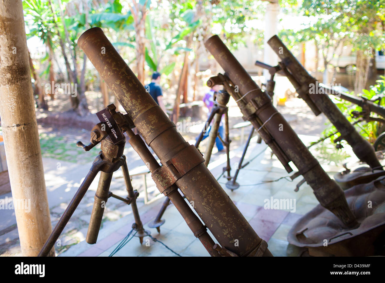 Homemade 120mm mortars on display at the Civil war museum in Perquin, El Salvador Stock Photo