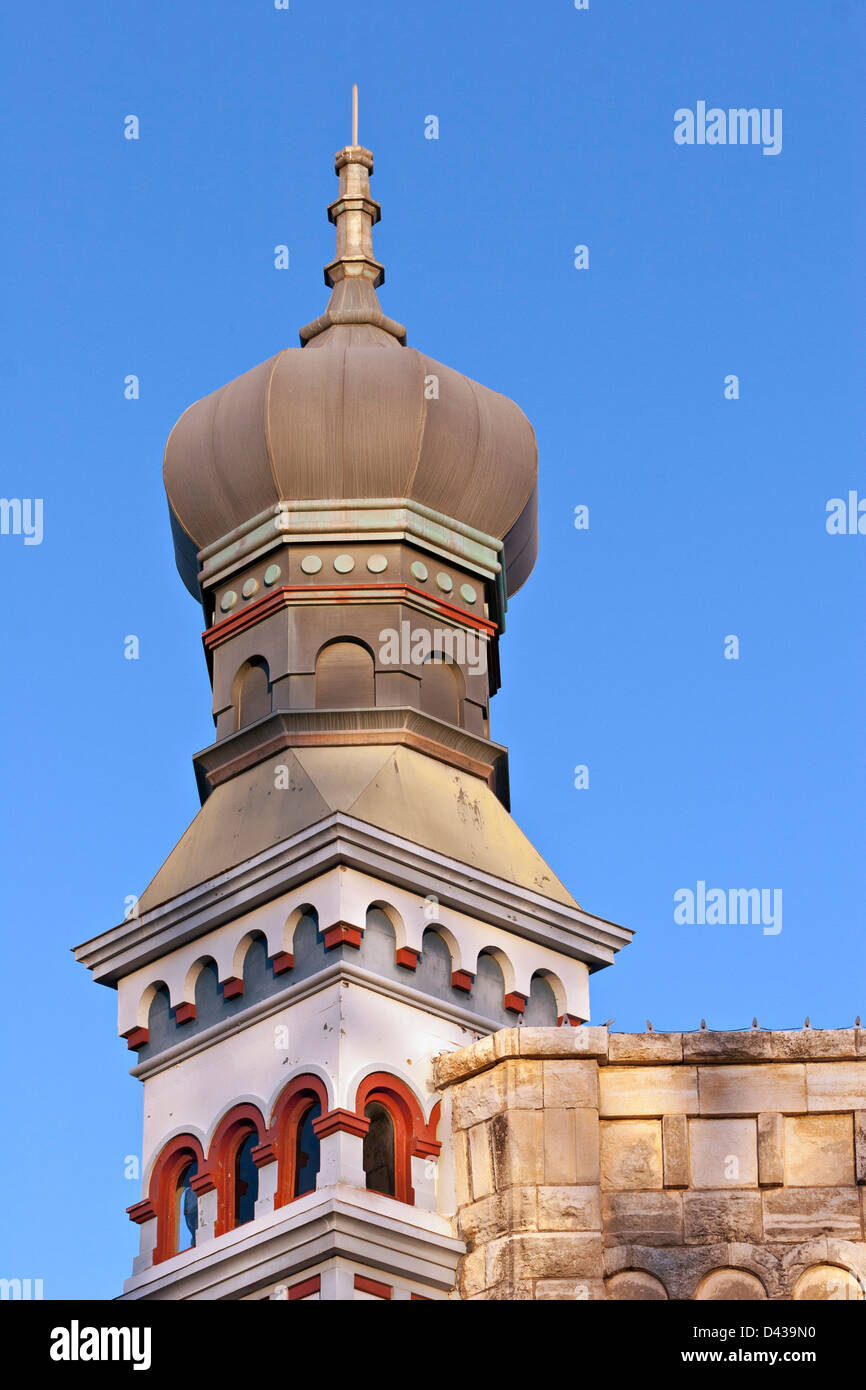 Onion style dome and spire on top of building in downtown Georgetown, Texas Stock Photo