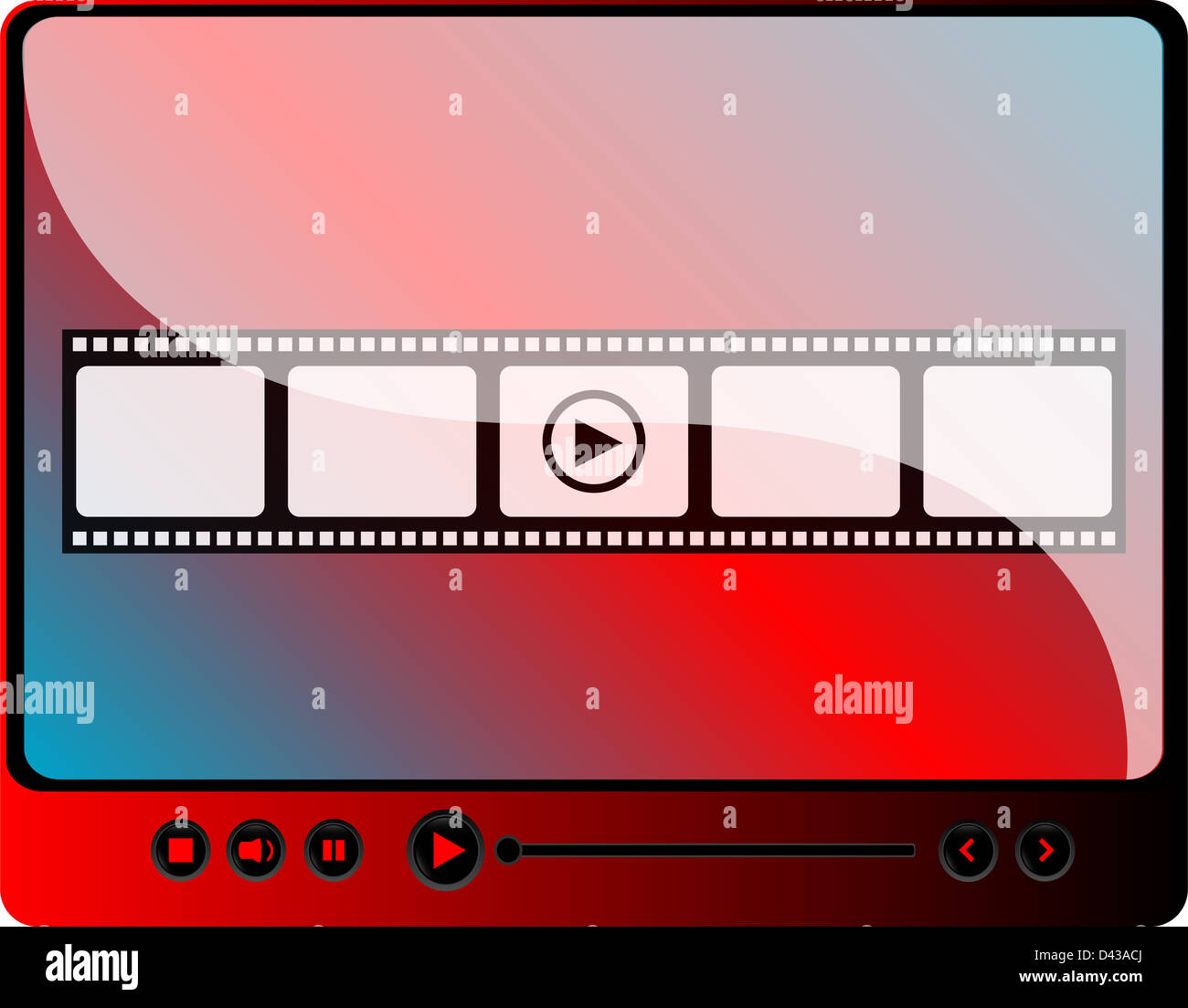 video media player with cinema film strips and play button Stock Photo