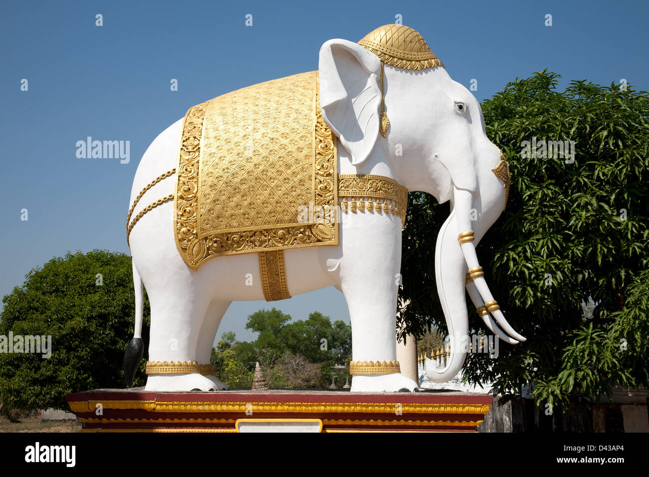 Elephant statue outside a Buddhist Temple in Burma Stock Photo Alamy