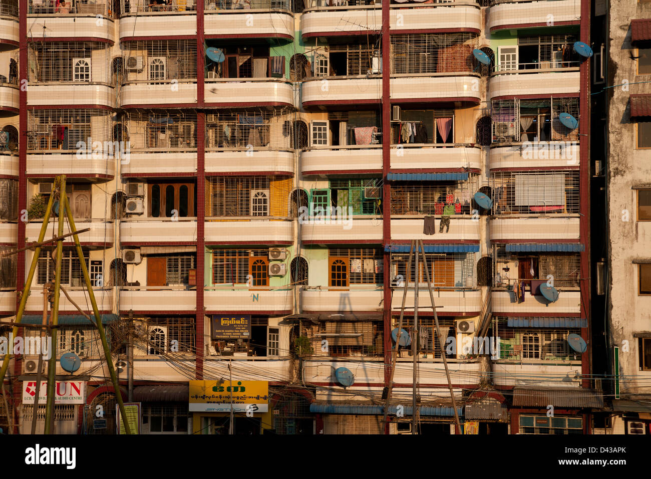 Downtown Yangon apartment building Stock Photo Alamy