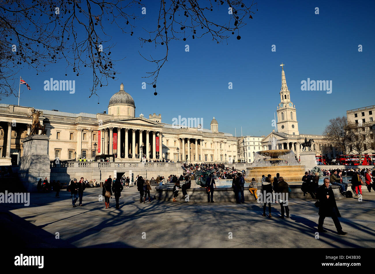 National Gallery Trafalgar Square Central London Stock Photo