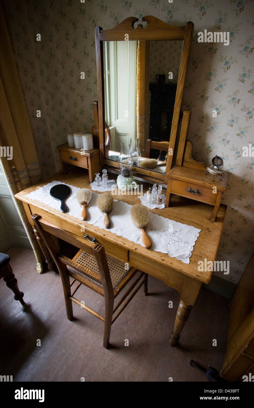 Bedroom Dressing Table with Brushes Tenement House Glasgow Stock Photo