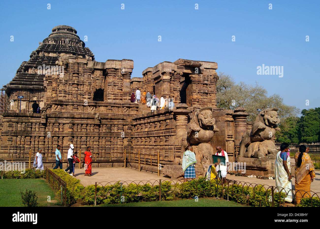 Pilgrims and Tourists Visiting Konark Sun temple in India ( UNESCO world Heritage Site ) ancient