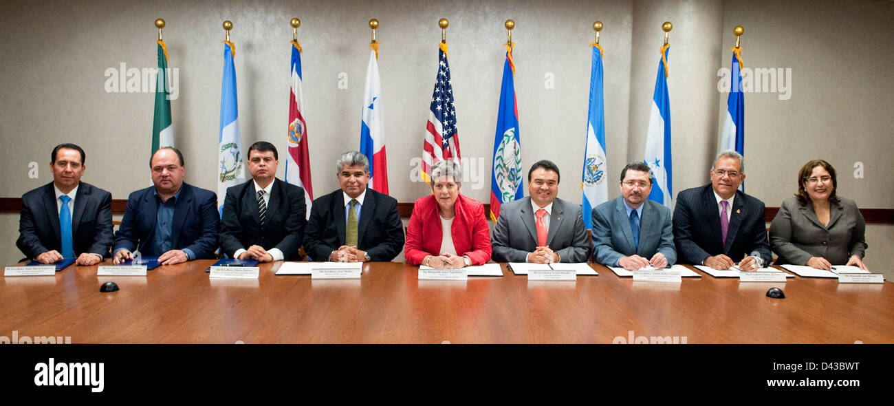 Secretary Napolitano's Multilateral Meeting with Central America and Mexican Officials Stock Photo