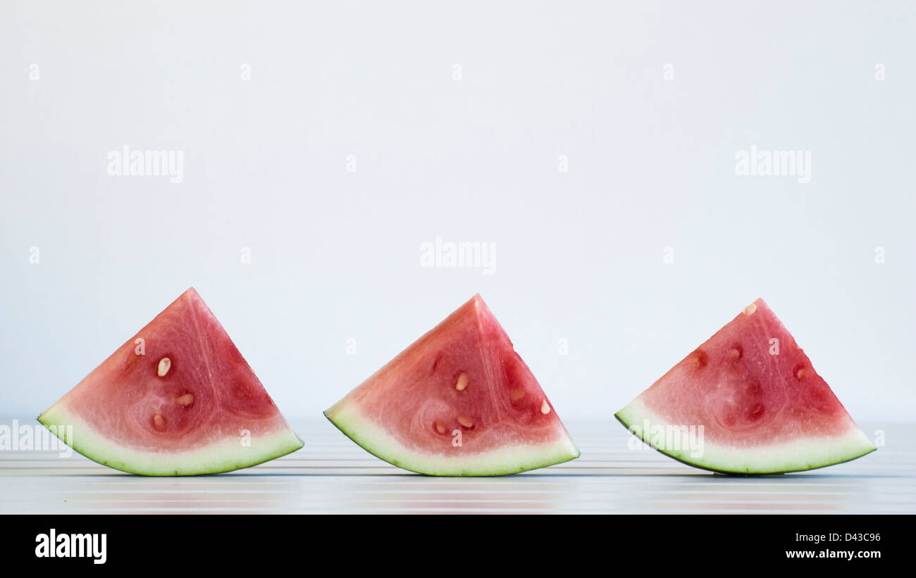 Fresh slices of watermelon on white background Stock Photo - Alamy