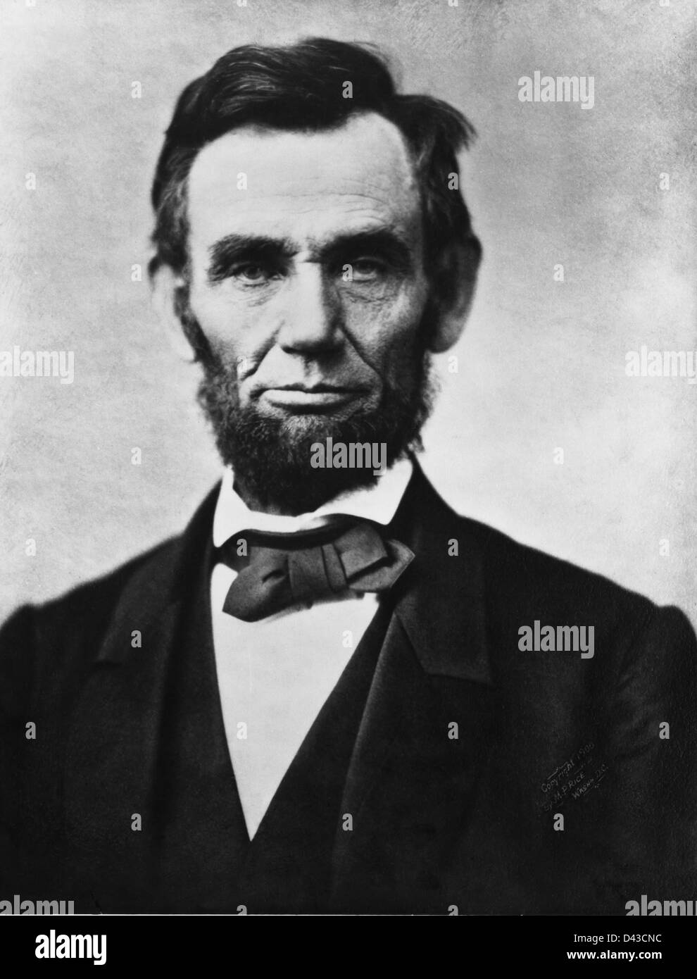 Tintype wet plate portrait of President Abraham Lincoln by Alexander Gardner circa 1863. Portrait has been retouched from original. Stock Photo