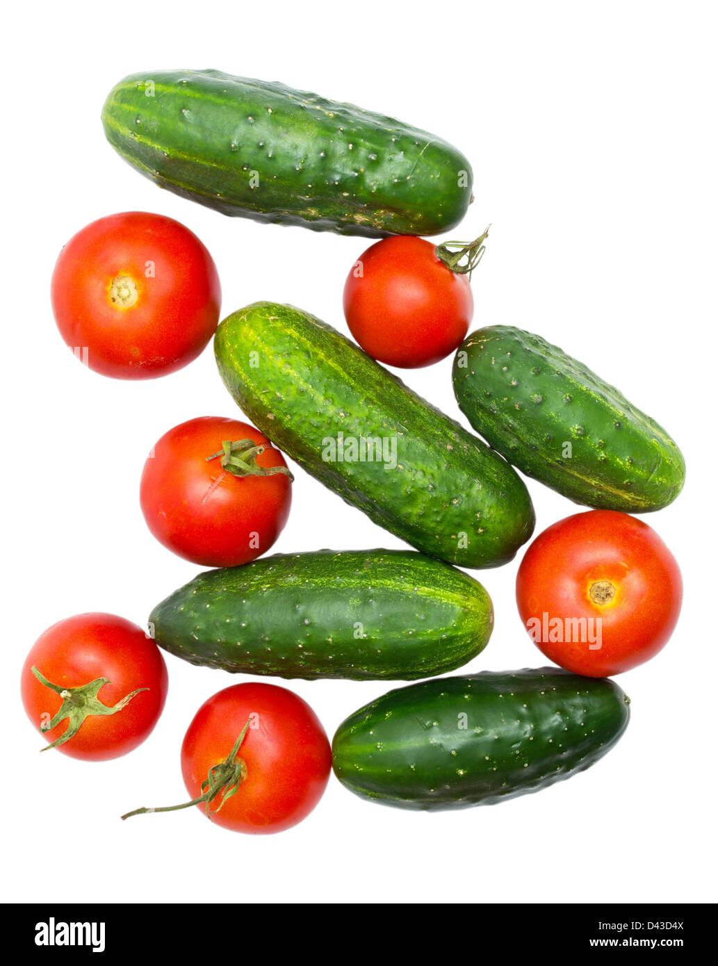 cucumbers and tomatoes isolated on white Stock Photo