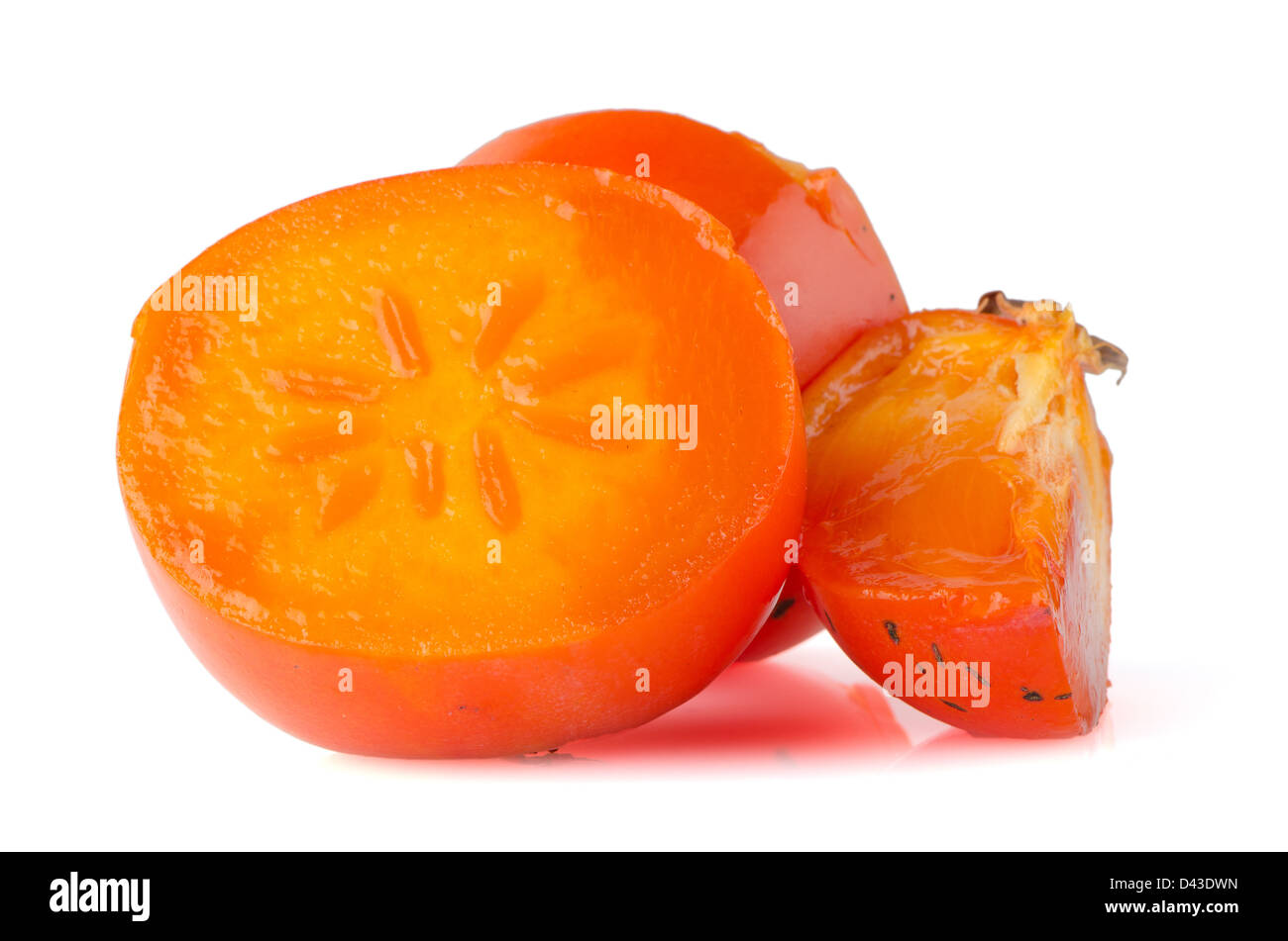 Persimmon. Ripe persimmon with slice isolated on white background Stock ...