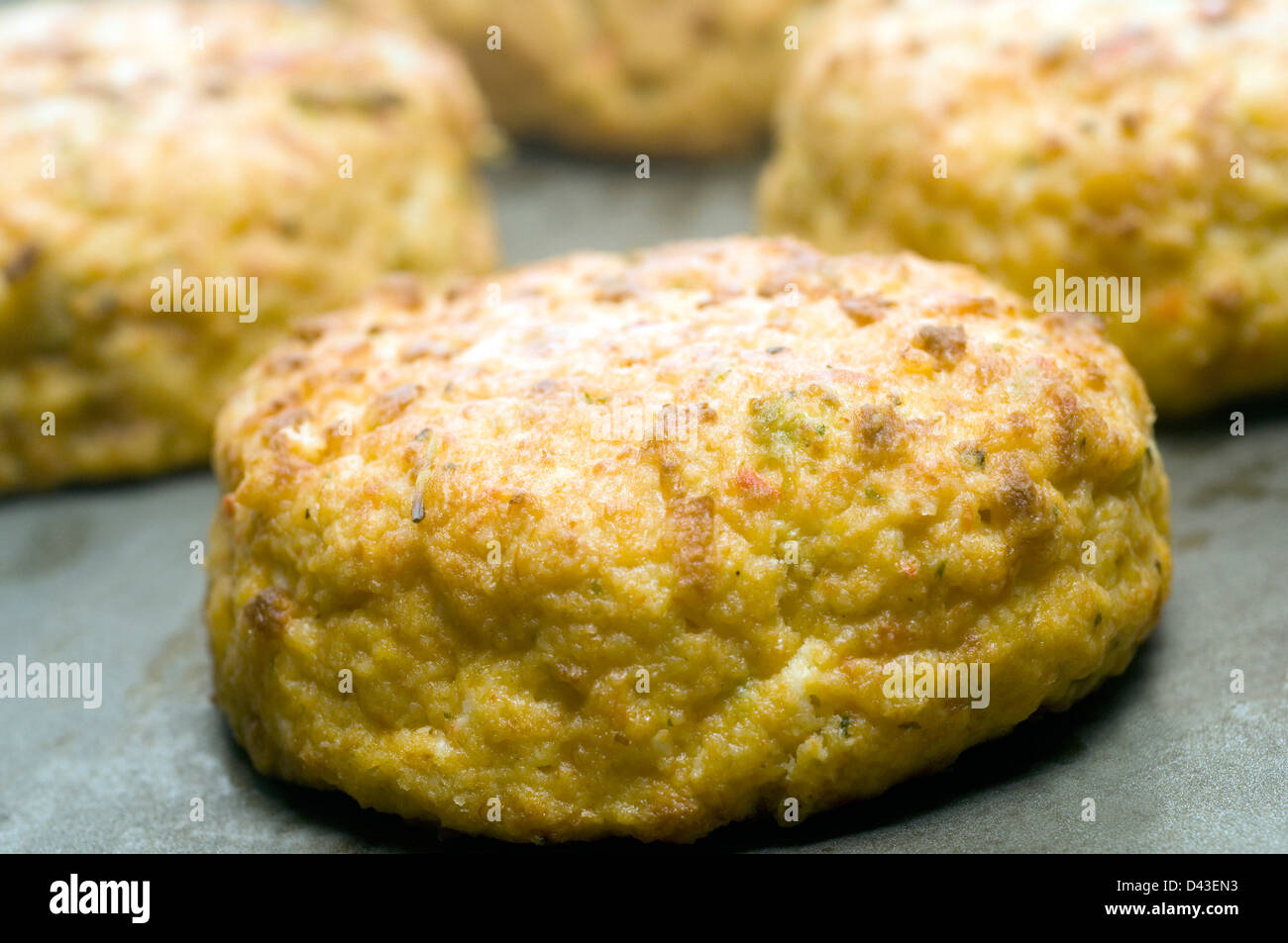 lobster cakes on baking pan uncooked Stock Photo