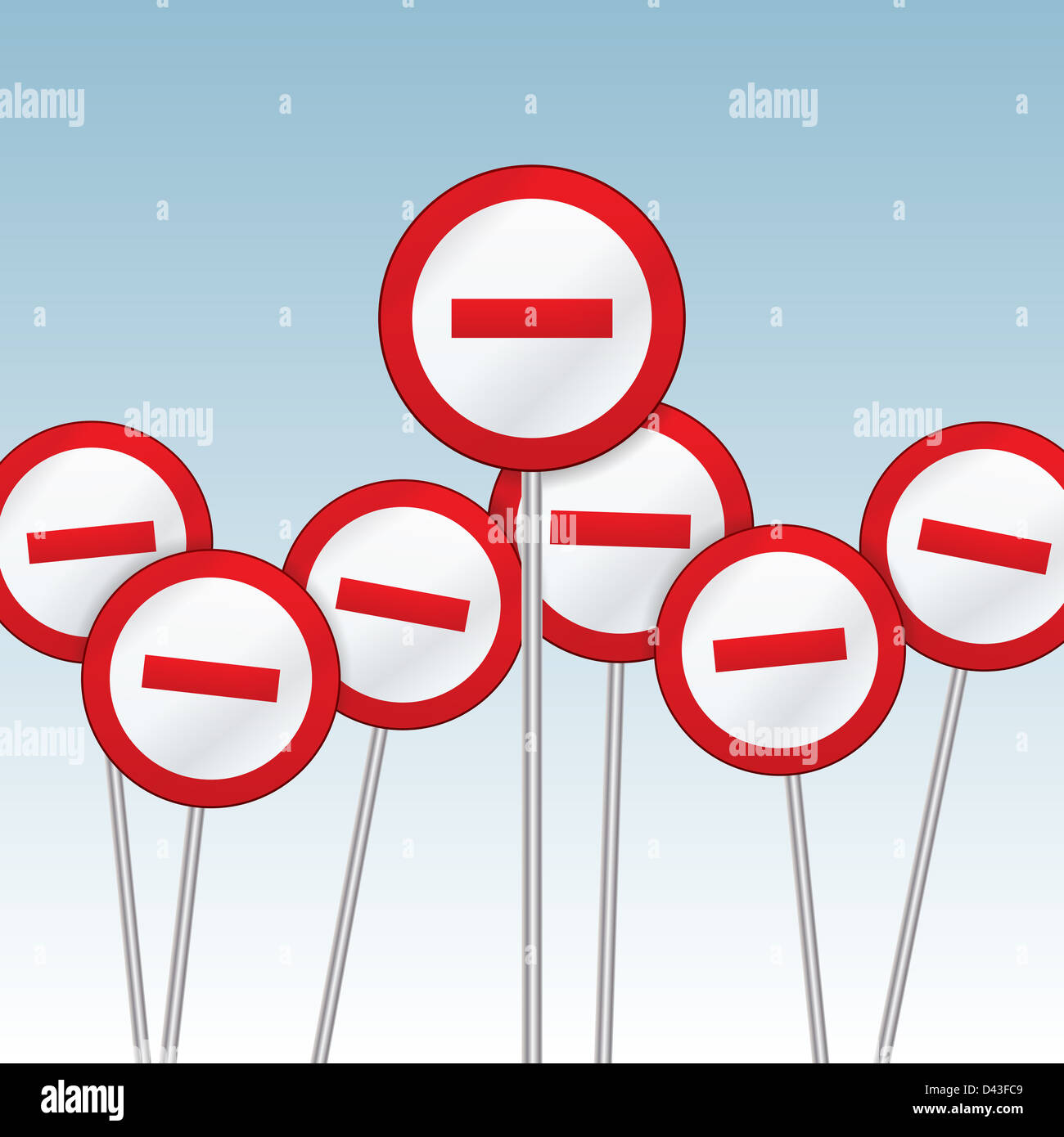 Vector illustration of several no entry warning signs Stock Photo - Alamy