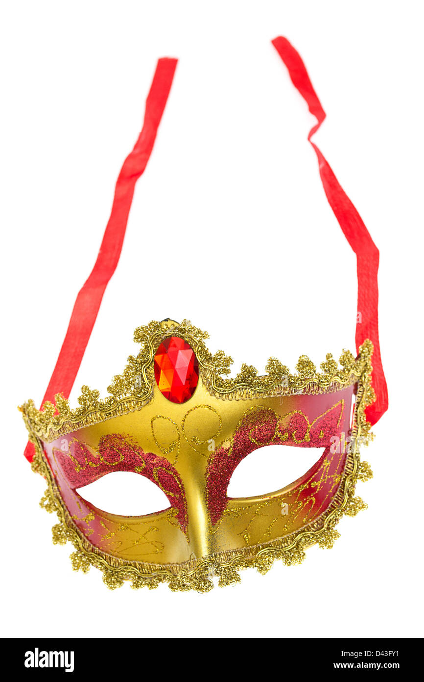 Beautiful festive carnival mask with ribbons on white background Stock ...