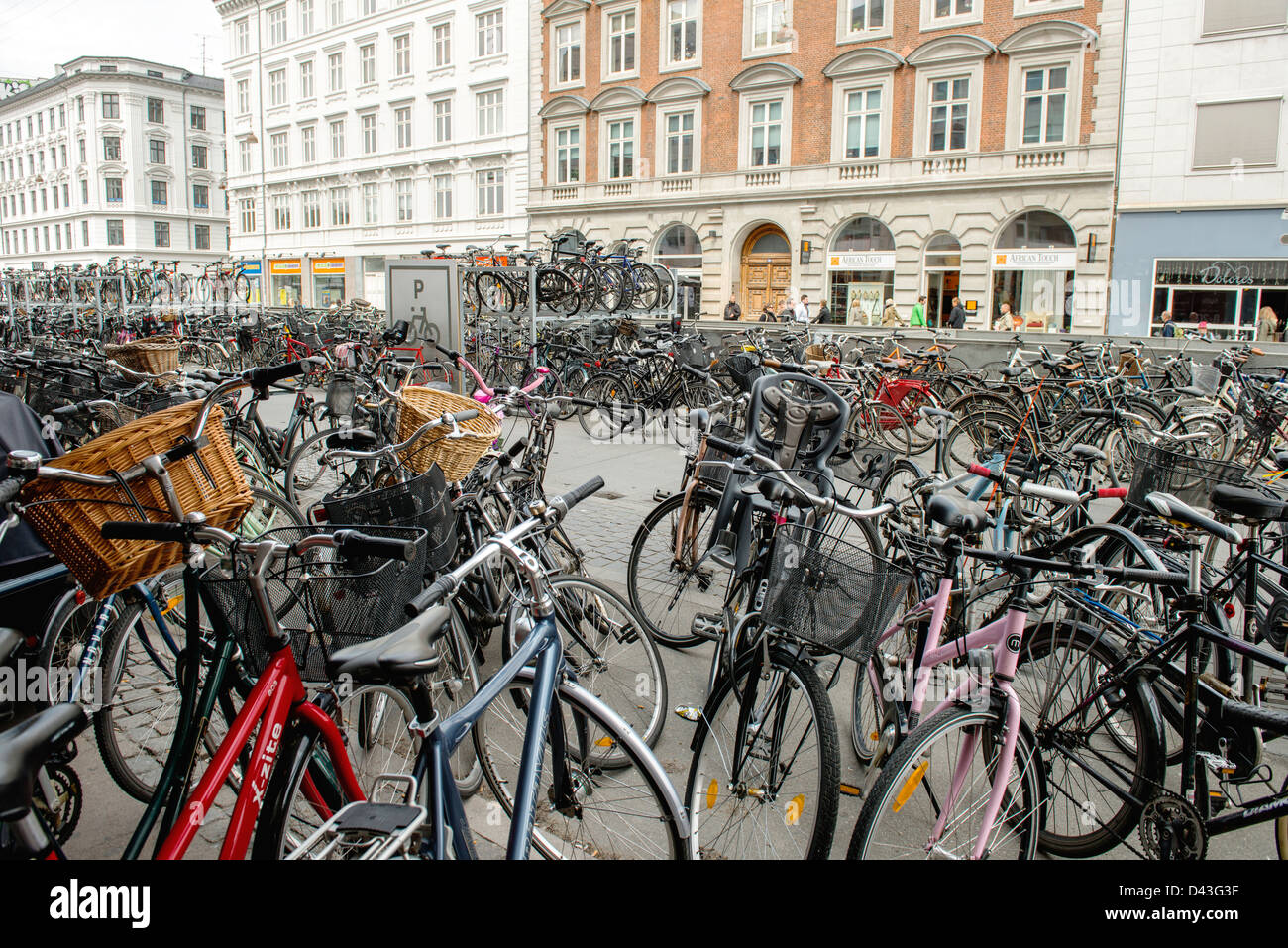 Copenhagen, Denmark - February 2012: In Copenhagen practically everybody rides a bike. Stock Photo