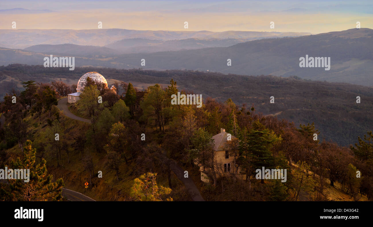 Observatory on the Mount Hamilton at sunet Stock Photo