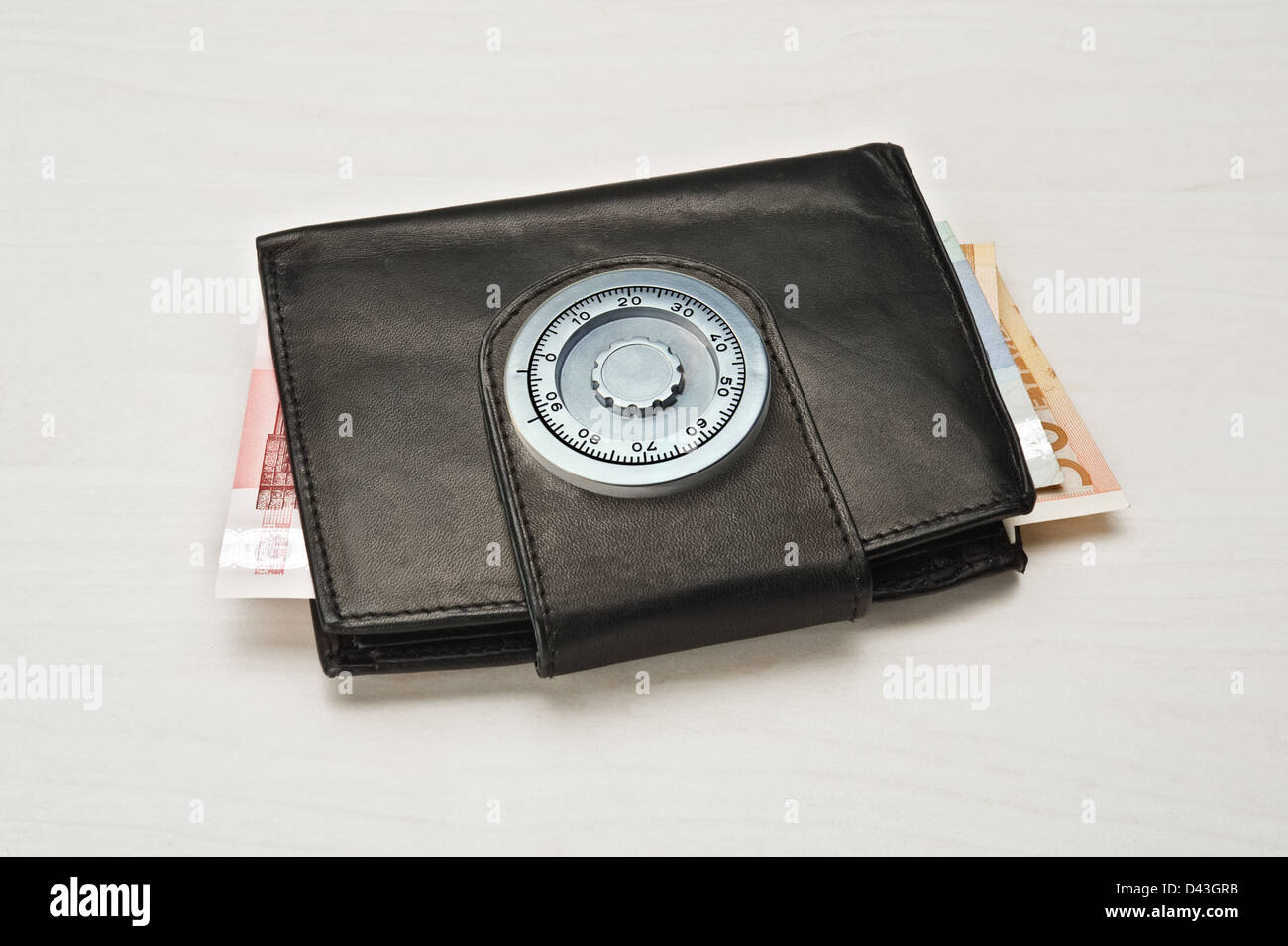 Hamburg, Germany, a wallet with euro notes and combination lock Stock Photo