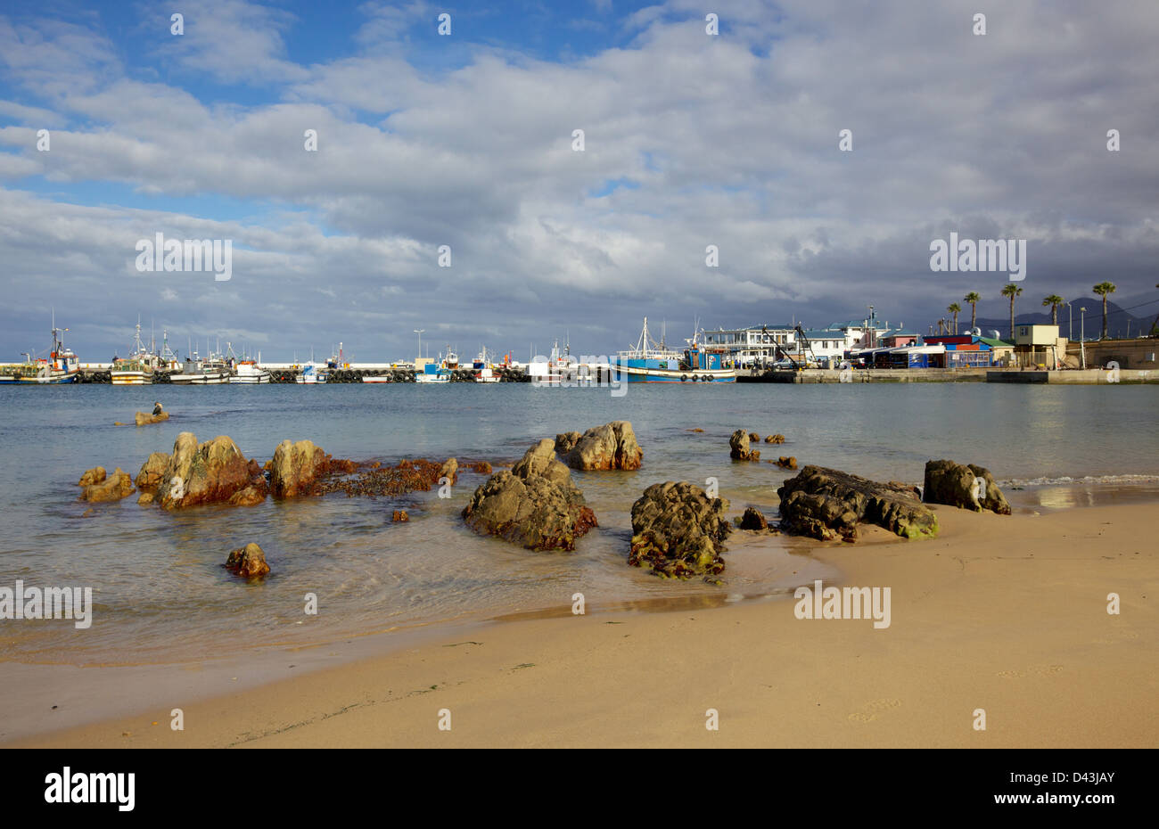 A pattern of rocks at Kalk Bay Harbour Beach, near Cape Town in South Africa. Stock Photo
