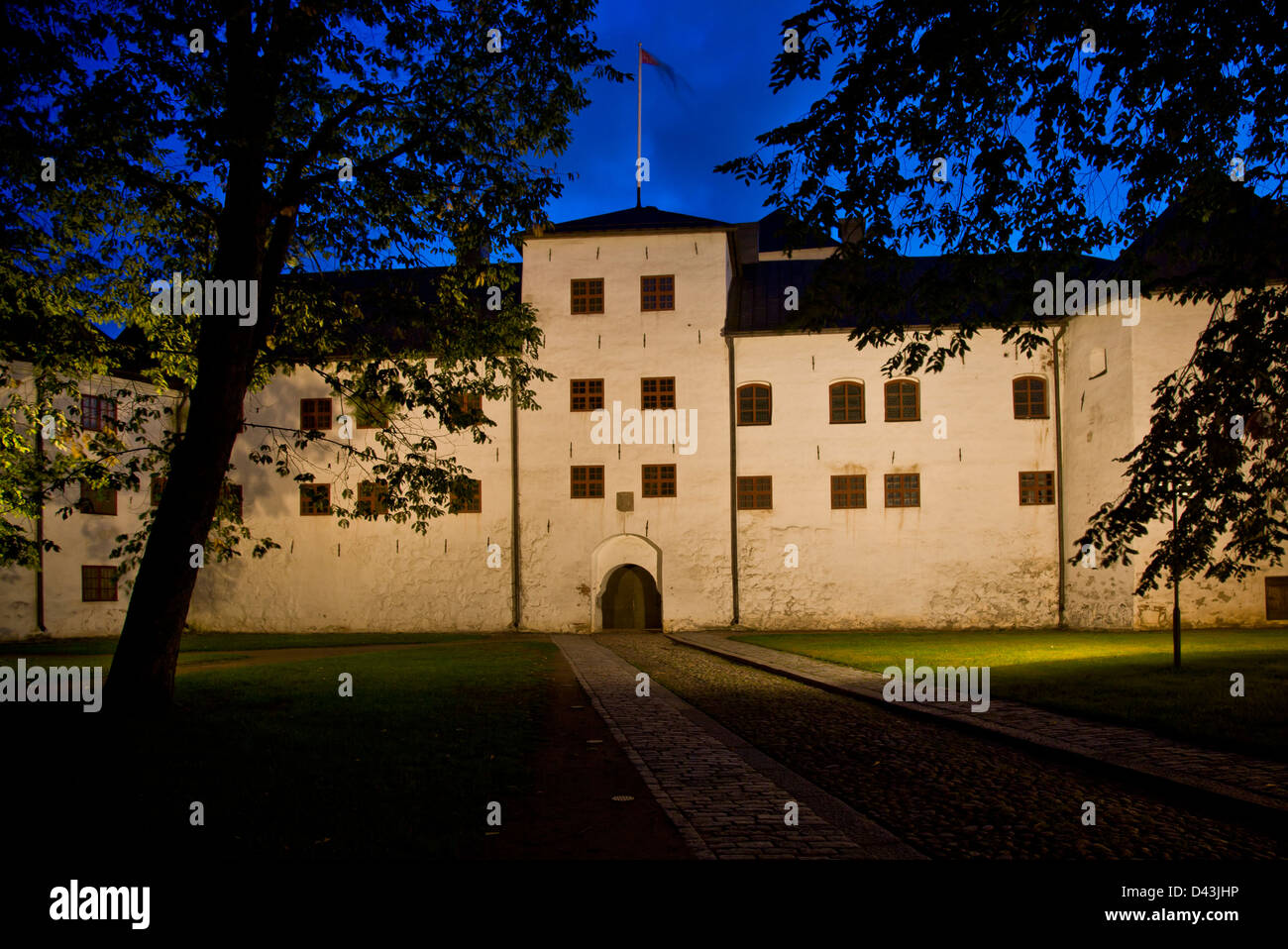 Finland, Turku, night view of Turku castle Stock Photo