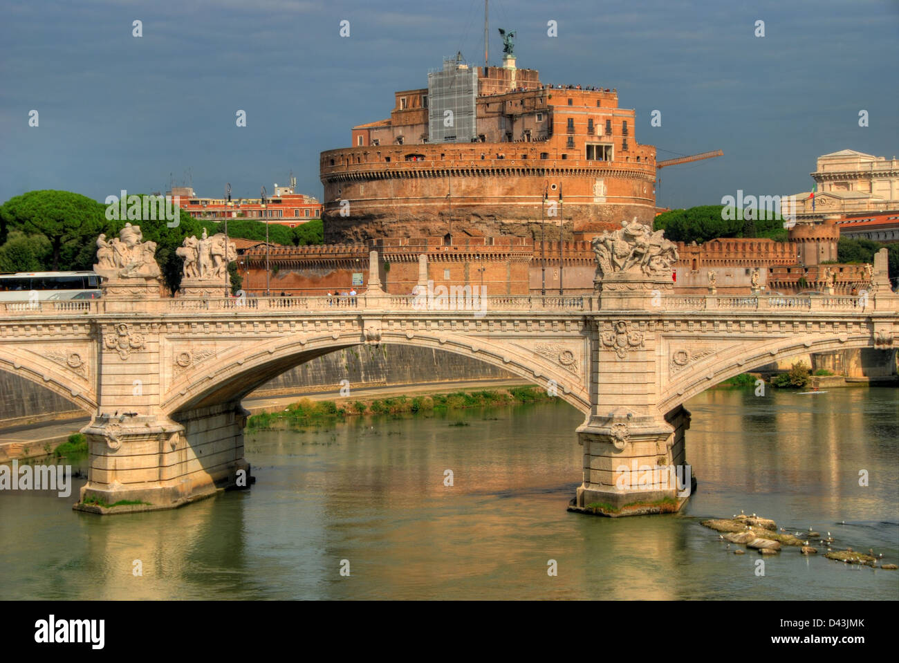 Castel Sant Angelo on the banks of the River Tiber in Rome, Italy Stock Photo