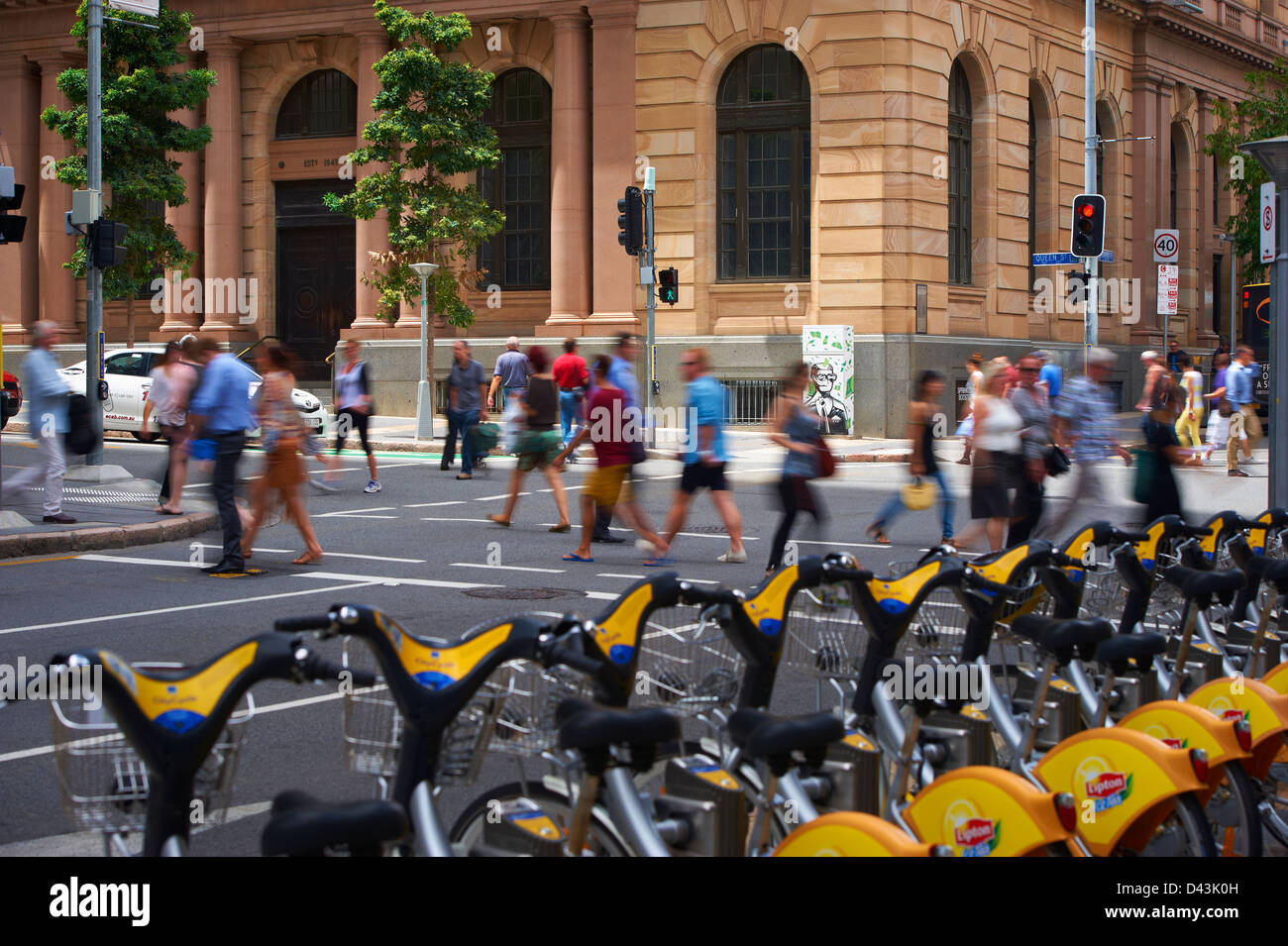 Brisbane city pedestrians & traffic Stock Photo