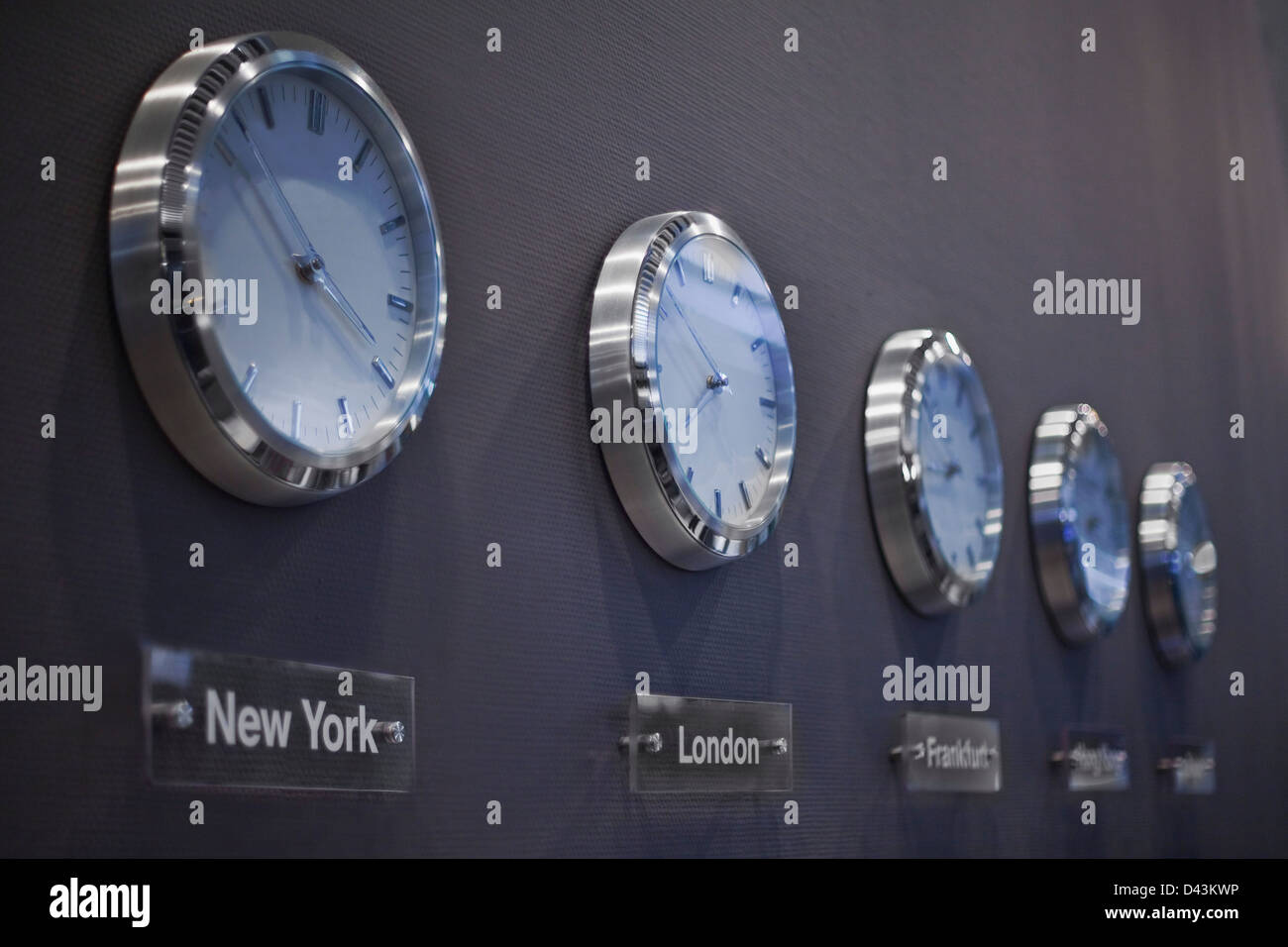 Clocks on Wall, Frankfurt Airport, Frankfurt, Darmstadt Region, Hesse
