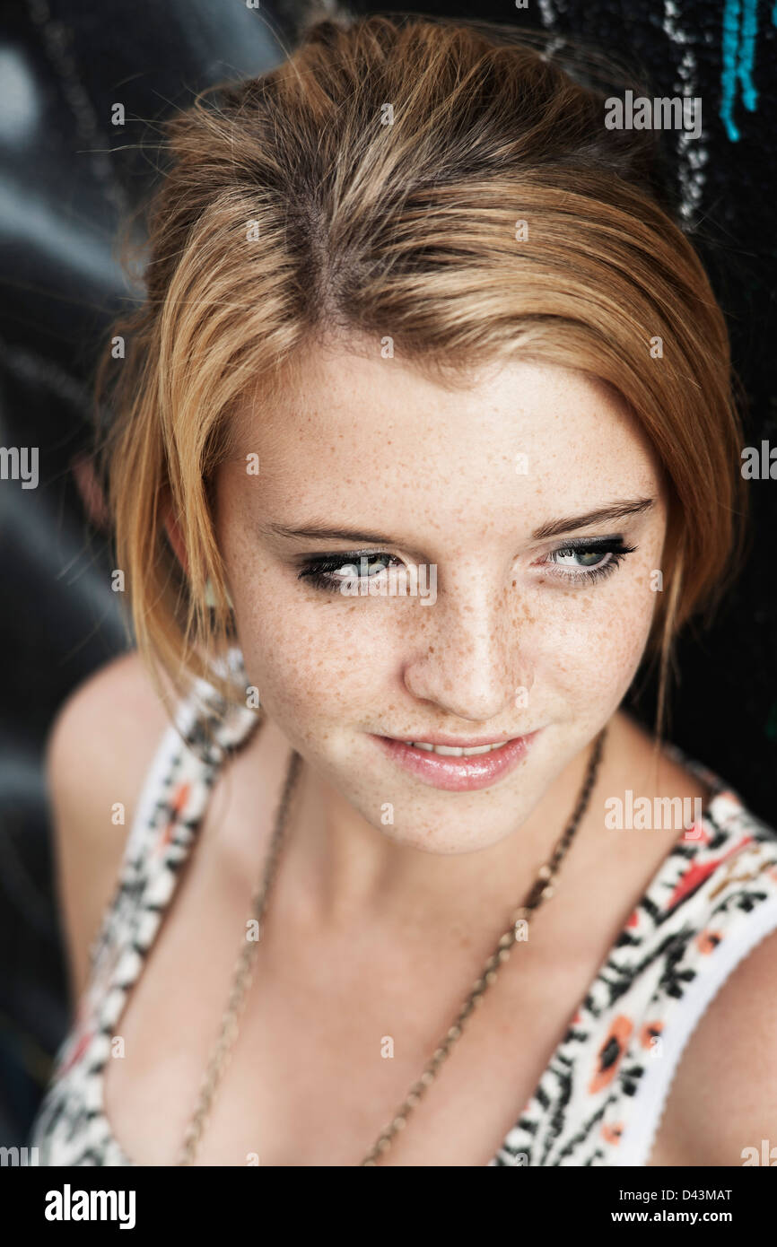 Portrait of Teenage Girl, Mannheim, Baden-Wurttemberg, Germany Stock Photo