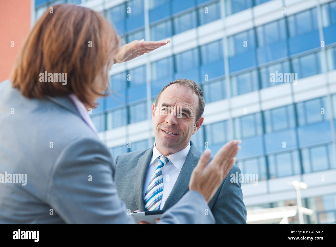 Business People Talking Outdoors, Niederrad, Frankfurt, Germany Stock Photo