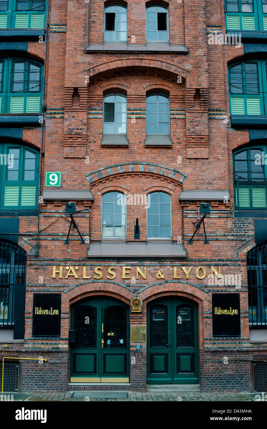 Beautiful warehouse of tea merchants Haelssen & Lyon in the traditional harbor area on December 2, 2012 in Hamburg Germany. Stock Photo