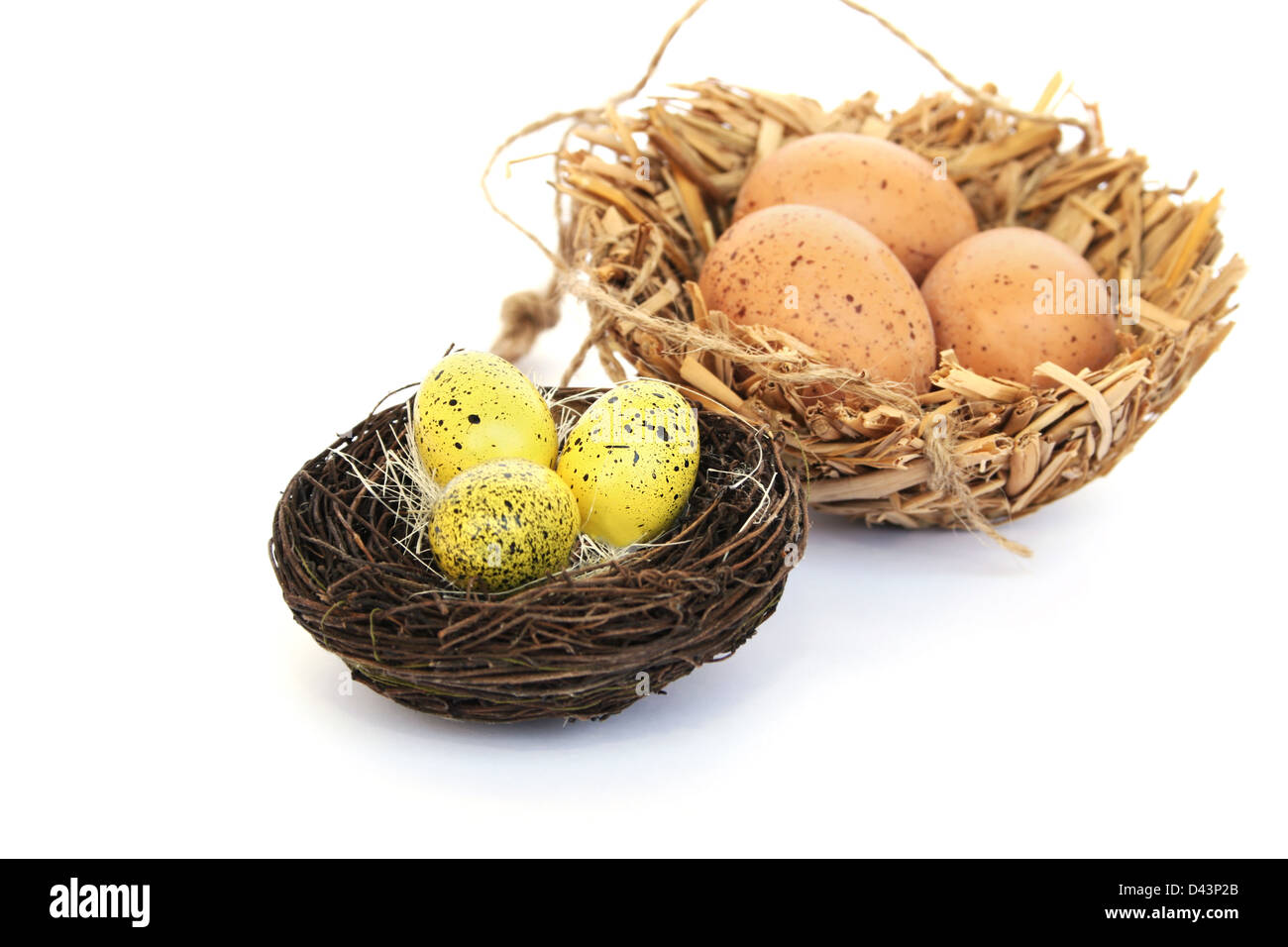 Easter colorful eggs nests isolated on white background Stock Photo - Alamy